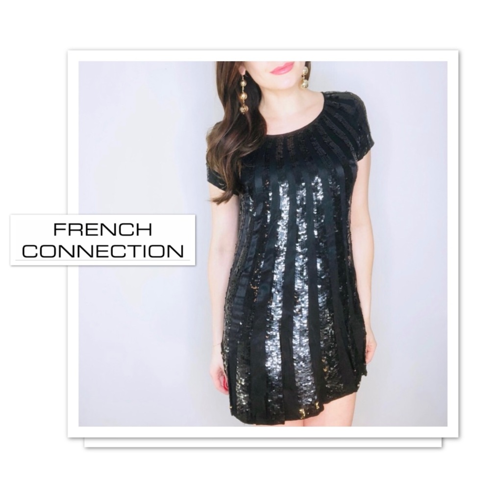 French Connection FCUK Navy Sequin Shift Dress